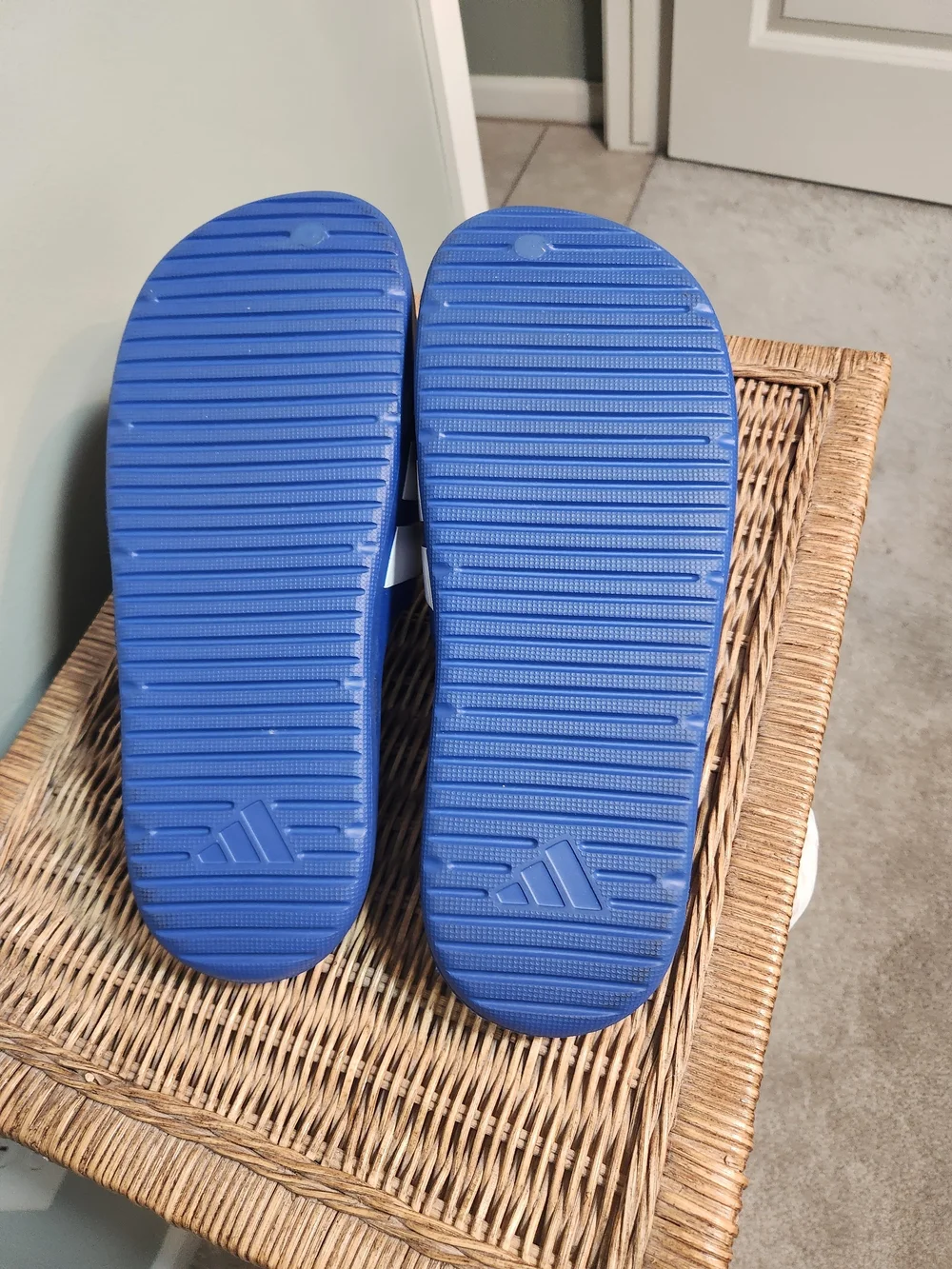 adidas Men's Navy and White Slide Sandals